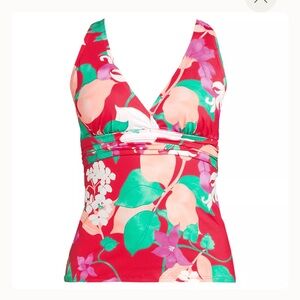 Lands End Women's D-Cup V-Neck Plunge X Back Tankini Top